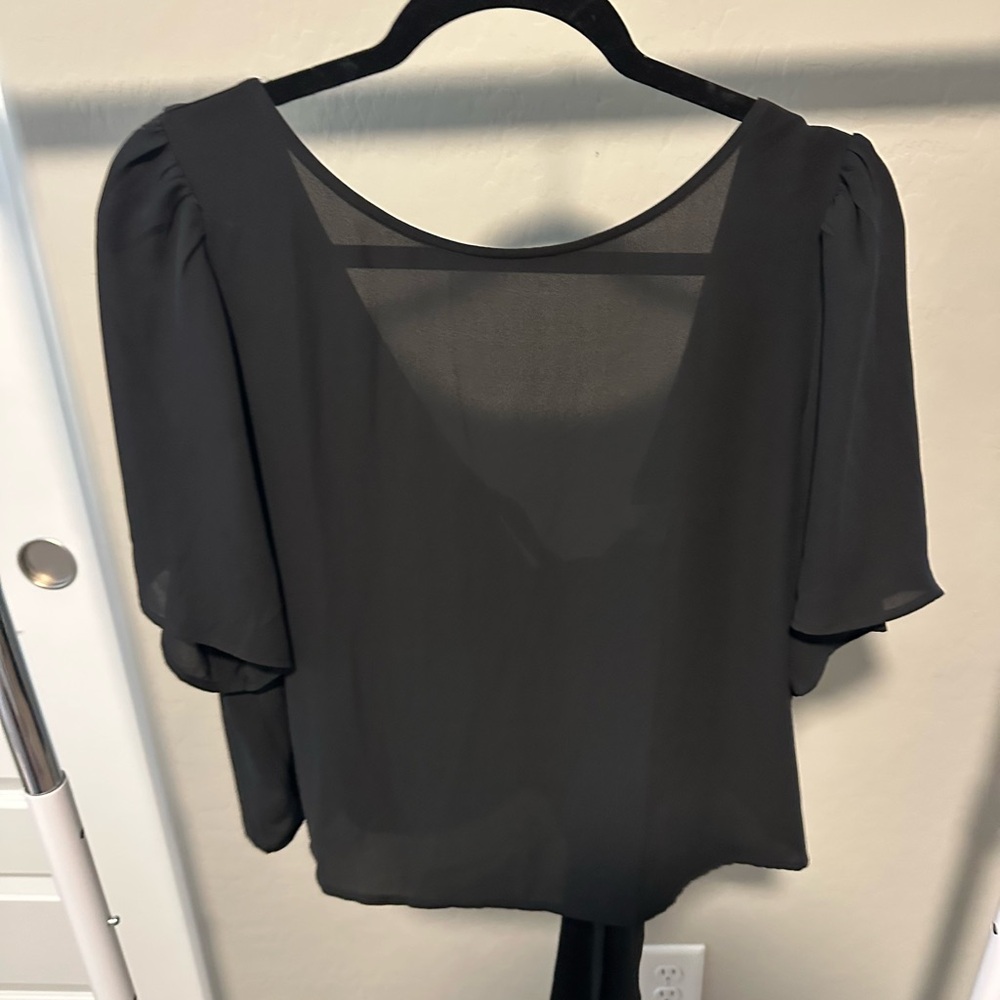 LOFT Black Sheer Blouse